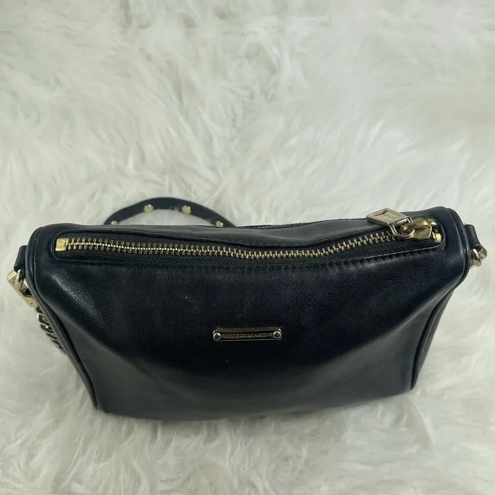 Rebecca Minkoff Zipper Leather Black Crossbody Bag